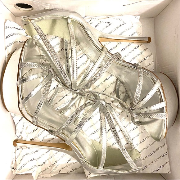 ALDO SILVER ROSANDER 5” HIGH HEEL PLATFORM SHOE, NEW Size:39/8 - Picture 6 of 6